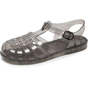 Black Glitter Jelly Sandals